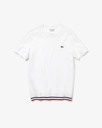 T-shirt col rond Made in France en petit piqué à rayures tricolores