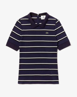 Polo slim fit Lacoste LIVE en maille c&ocirc;tel&eacute;e &agrave; rayures