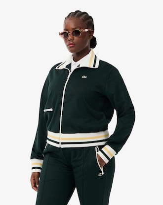 Sweatshirt zipp&eacute; &agrave; d&eacute;tails ray&eacute;s