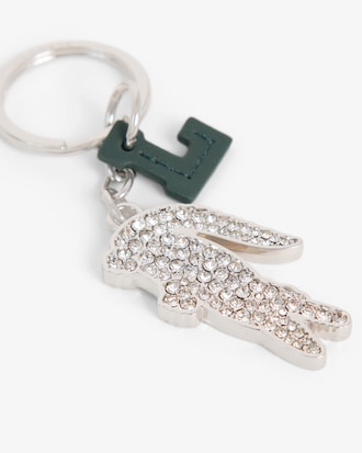 Porte-cl&eacute;s L Charms crocodile en strass