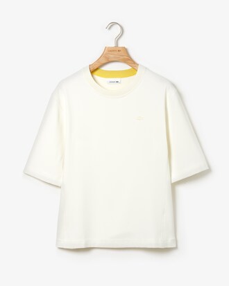 T-shirt col rond en cr&ecirc;pe avec jeu de surpiq&ucirc;res