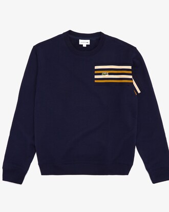Men's Striped Panel Cotton Fleece Sweatshirt