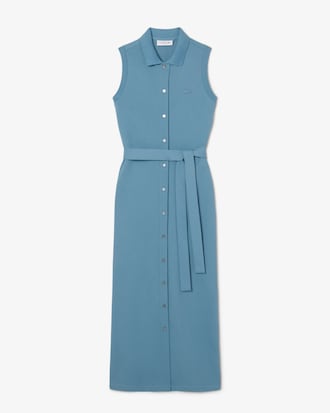 Robe polo longue en mini Piqué stretch