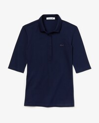 Polo slim fit Lacoste manches trois-quart en mini piqu&eacute; stretch