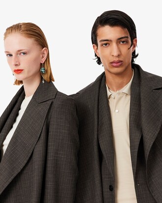 Trench-coat laine col cache-c&oelig;ur D&eacute;fil&eacute;
