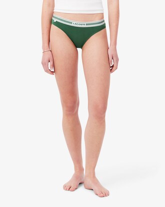 Culotte coton stretch ceinture contrast&eacute;e