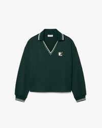 Sweatshirt col polo broderie oversize