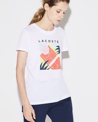 T-shirt col rond Tennis Lacoste SPORT en coton motif imprimé