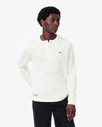 T-shirt Henley maille gaufr&eacute;e
