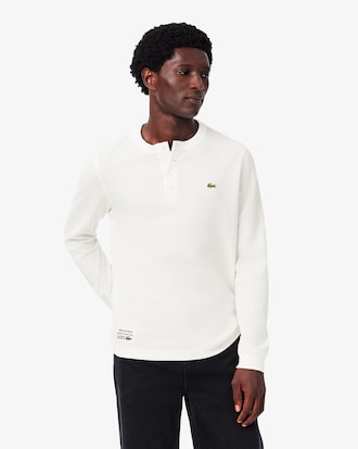T-shirt Henley maille gaufr&eacute;e