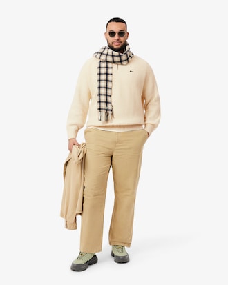 Pull zippé en laine cardée col montant