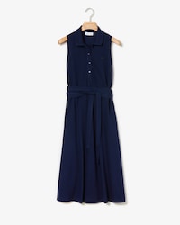 Robe polo sans manches en petit piqu&eacute; avec ceinture amovible