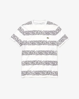 T-shirt col rond en coton &agrave; rayures imprim&eacute; Collab Keith Haring