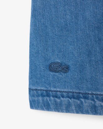 Jupe-short pliss&eacute;e denim