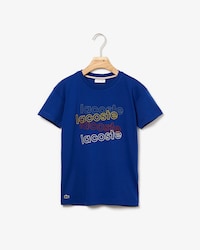T-shirt Garçon col rond en coton avec imprimé Lacoste