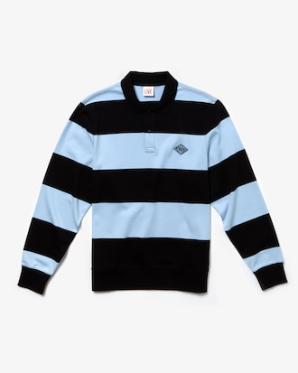 Sweatshirt col polo Lacoste LIVE ray&eacute; avec badge diamant