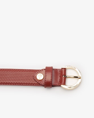 Ceinture en cuir Chantaco boucle ronde grav&eacute;e Lacoste