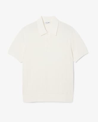 Pull col polo maille côtelée fluide
