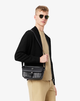 Petite sacoche &agrave; rabat monogramme en cuir