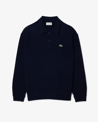 Pull polo relaxed fit en laine cardée