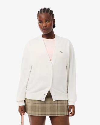 Cardigan col V point mousse coton