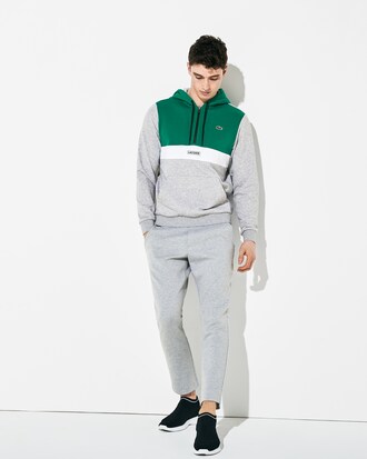 Sweatshirt zipp&eacute; &agrave; capuche Lacoste SPORT en molleton color-block