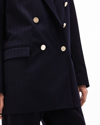 Blazer crois&eacute; oversize ray&eacute; ton sur ton