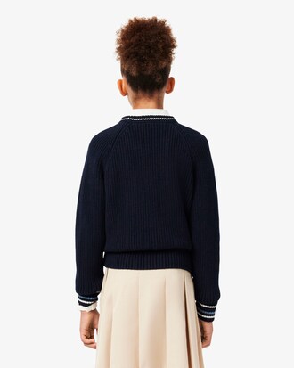 Pull col rond coton et laine