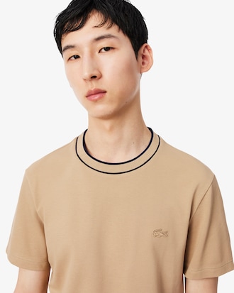 T-shirt en Piqu&eacute; stretch col ray&eacute;