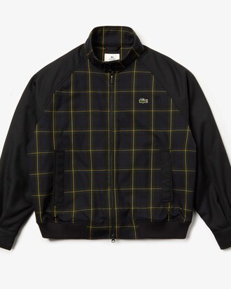 Blouson harrington Lacoste LIVE &agrave; carreaux et manches contrast&eacute;es