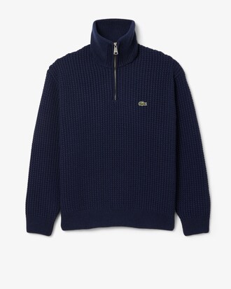 Pull demi-zippé col montant laine épaisse