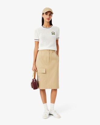 Jupe droite mi-longue en twill