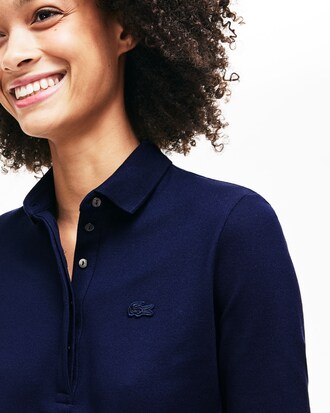 Polo slim fit Lacoste manches trois-quart en mini piqu&eacute; stretch