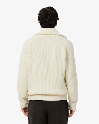 Pull zipp&eacute; col montant laine