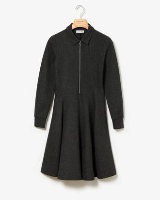 Robe zipp&eacute;e patineuse &agrave; manches longues en maille unie