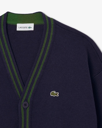 Cardigan col V coton et laine