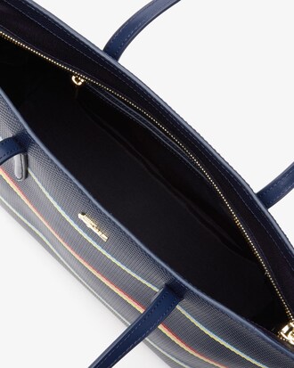 Sac cabas zippé Chantaco rayures colorées en cuir piqué