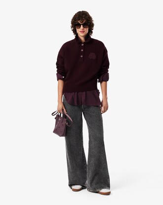 Pull col polo laine blason brod&eacute;