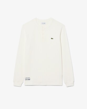 T-shirt Henley maille gaufr&eacute;e