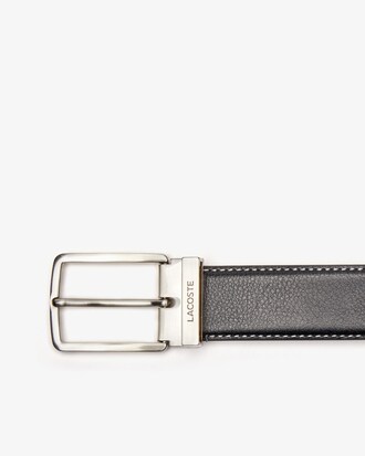 Ceinture en cuir grainé à boucle gravée Lacoste