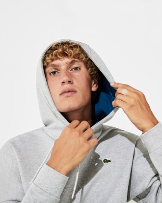 Sweatshirt à capuche Lacoste SPORT en coton avec bord-côte signature