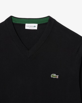 Pull coton uni col V