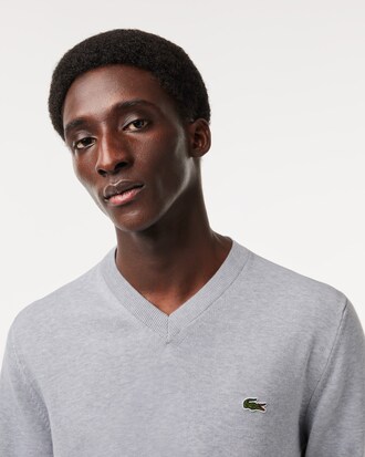 Pull coton uni col V