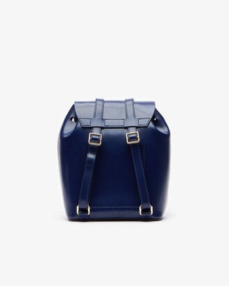 Sac &agrave; dos avec rabat LIVE Mate en cuir enduit uni