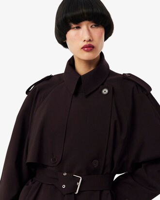 Trench-coat oversize laine m&eacute;lang&eacute;e