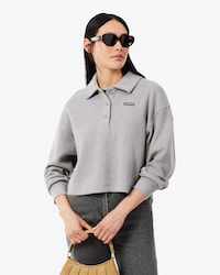 Sweatshirt col polo c&ocirc;tel&eacute; oversize