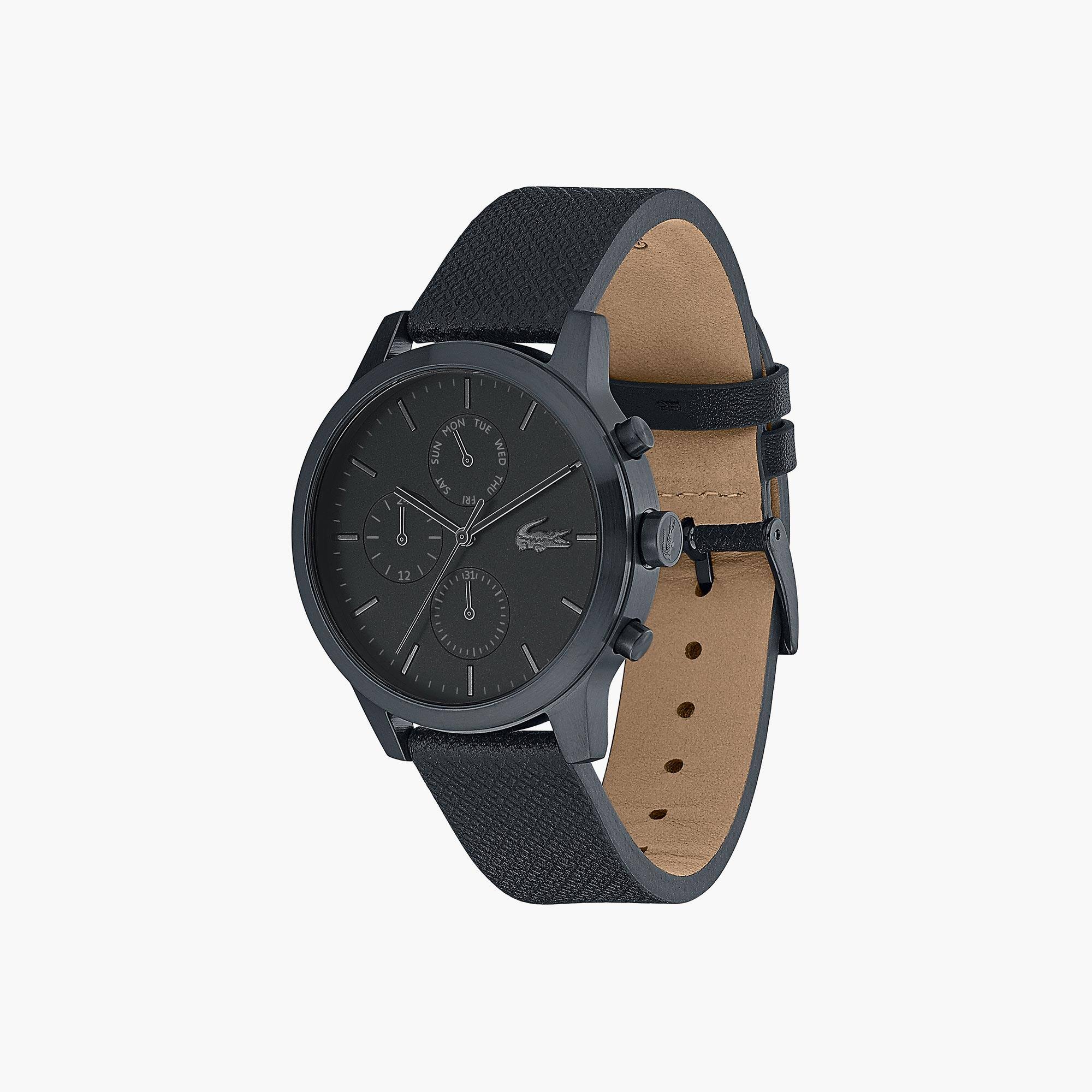 Montre homme Lacoste.12.12 avec bracelet petit piqué en cuir noir | LACOSTE