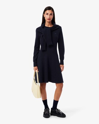 Robe courte laine card&eacute;e sans coutures