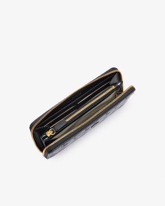 Portefeuille zipp&eacute; Maheki en cuir emboss&eacute;