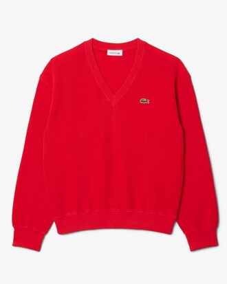 Pull col V point mousse coton